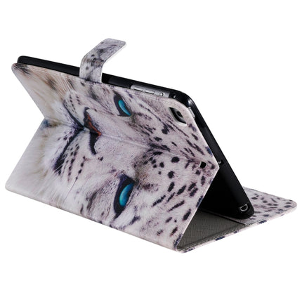 For iPad Mini 2019 & 4 & 3 & 2 & 1 3D Colored Drawing Horizontal Flip Leather Case with Holder & Card Slots & Wallet & Sleep / Wake-up Function(White Leopard)-garmade.com