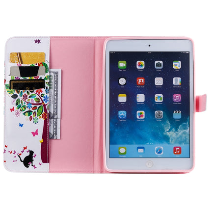 For iPad Mini 2019 & 4 & 3 & 2 & 1 3D Colored Drawing Horizontal Flip Leather Case with Holder & Card Slots & Wallet & Sleep / Wake-up Function(Cat and Tree)-garmade.com