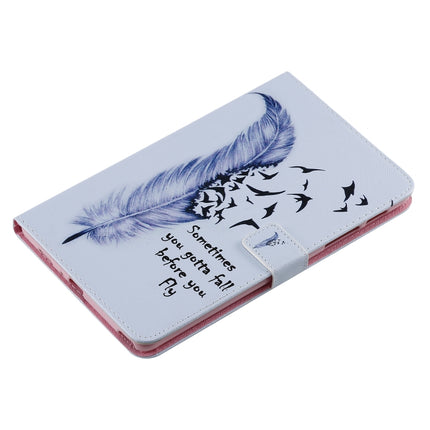 For Galaxy Tab A 8.0 & S Pen (2019) 3D Colored Drawing Horizontal Flip Leather Case with Holder & Card Slots & Wallet(Feather)-garmade.com