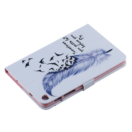 For Galaxy Tab A 8.0 & S Pen (2019) 3D Colored Drawing Horizontal Flip Leather Case with Holder & Card Slots & Wallet(Feather)-garmade.com