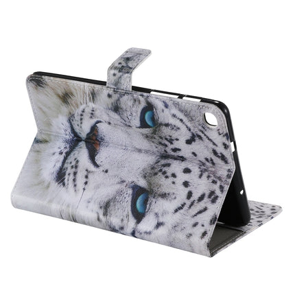 For Galaxy Tab A 8.0 & S Pen (2019) 3D Colored Drawing Horizontal Flip Leather Case with Holder & Card Slots & Wallet(White Leopard)-garmade.com