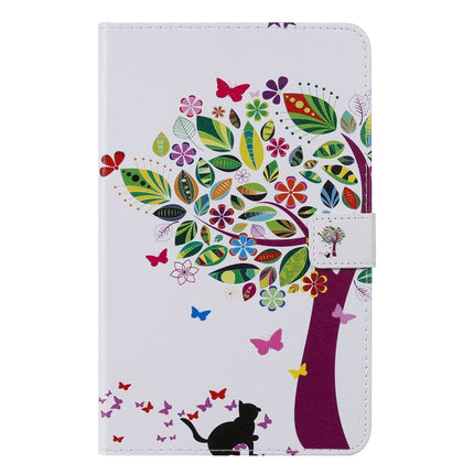 For Galaxy Tab A 8.0 & S Pen (2019) 3D Colored Drawing Horizontal Flip Leather Case with Holder & Card Slots & Wallet(Cat and Tree)-garmade.com