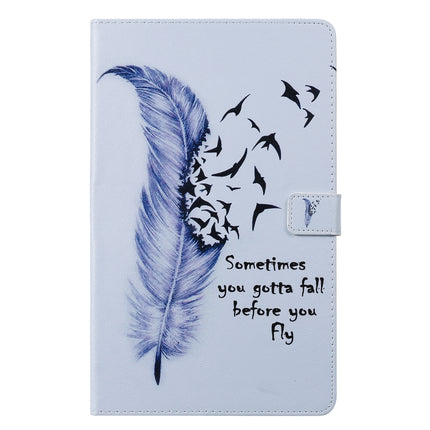 For Galaxy Tab A 10.1 (2019) 3D Colored Drawing Horizontal Flip Leather Case with Holder & Card Slots & Wallet(Feather)-garmade.com