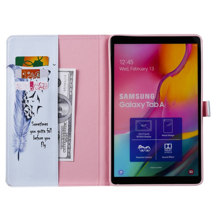 For Galaxy Tab A 10.1 (2019) 3D Colored Drawing Horizontal Flip Leather Case with Holder & Card Slots & Wallet(Feather)-garmade.com