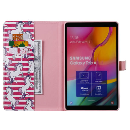 For Galaxy Tab A 10.1 (2019) 3D Colored Drawing Horizontal Flip Leather Case with Holder & Card Slots & Wallet(Horse)-garmade.com