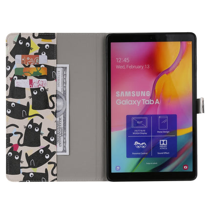 For Galaxy Tab A 10.1 (2019) 3D Colored Drawing Horizontal Flip Leather Case with Holder & Card Slots & Wallet(Cat)-garmade.com