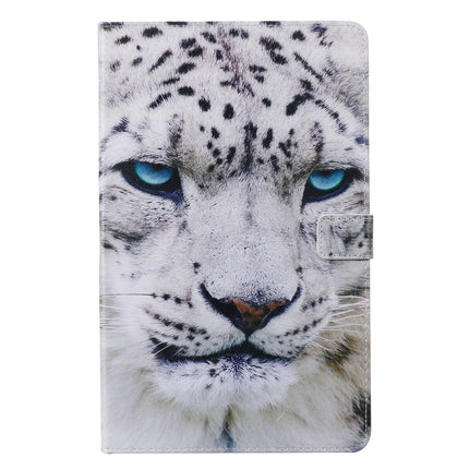 For Galaxy Tab A 10.1 (2019) 3D Colored Drawing Horizontal Flip Leather Case with Holder & Card Slots & Wallet(White Leopard)-garmade.com