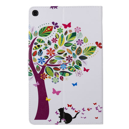 For Galaxy Tab A 10.1 (2019) 3D Colored Drawing Horizontal Flip Leather Case with Holder & Card Slots & Wallet(Cat and Tree)-garmade.com