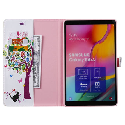 For Galaxy Tab A 10.1 (2019) 3D Colored Drawing Horizontal Flip Leather Case with Holder & Card Slots & Wallet(Cat and Tree)-garmade.com