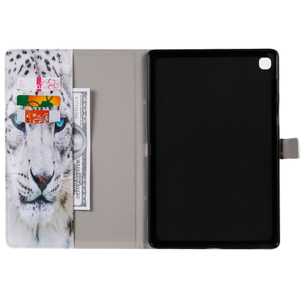 For Galaxy Tab S5e 3D Colored Drawing Horizontal Flip Leather Case with Holder & Card Slots & Wallet(White Leopard)-garmade.com
