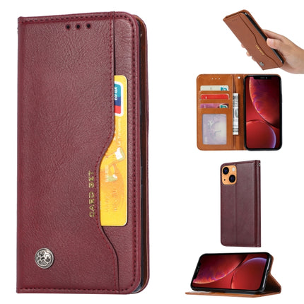 Knead Skin Texture Horizontal Flip Leather Case with Photo Frame & Holder & Card Slots & Wallet For iPhone 13(Wine Red)-garmade.com