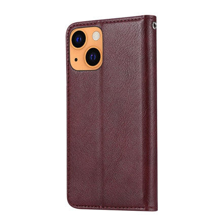 Knead Skin Texture Horizontal Flip Leather Case with Photo Frame & Holder & Card Slots & Wallet For iPhone 13(Wine Red)-garmade.com