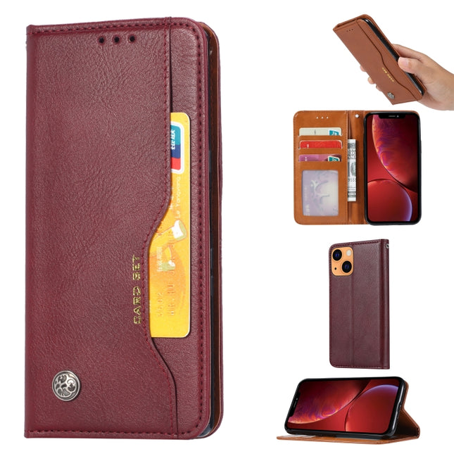 Knead Skin Texture Horizontal Flip Leather Case with Photo Frame & Holder & Card Slots & Wallet For iPhone 13 mini(Wine Red)-garmade.com