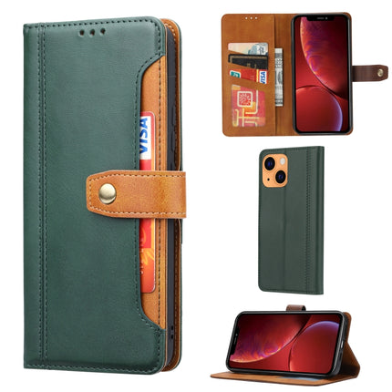 Calf Texture Double Fold Clasp Horizontal Flip Leather Case with Photo Frame & Holder & Card Slots & Wallet For iPhone 13(Green)-garmade.com