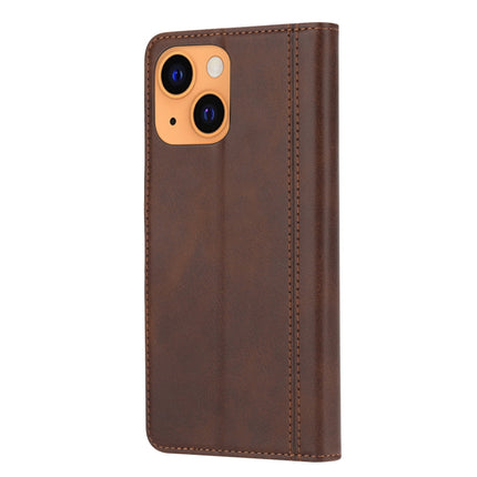 Calf Texture Double Fold Clasp Horizontal Flip Leather Case with Photo Frame & Holder & Card Slots & Wallet For iPhone 13(Brown)-garmade.com