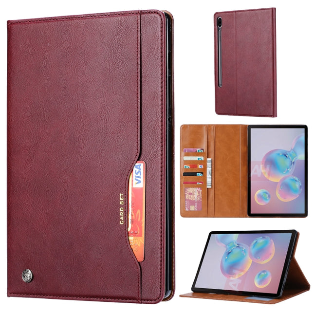 For Samsung Galaxy Tab S7 FE Knead Skin Texture Horizontal Flip Leather Case with Photo Frame & Holder & Card Slots & Wallet(Wine Red)-garmade.com