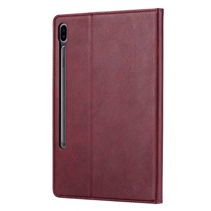 For Samsung Galaxy Tab S7 FE Knead Skin Texture Horizontal Flip Leather Case with Photo Frame & Holder & Card Slots & Wallet(Wine Red)-garmade.com