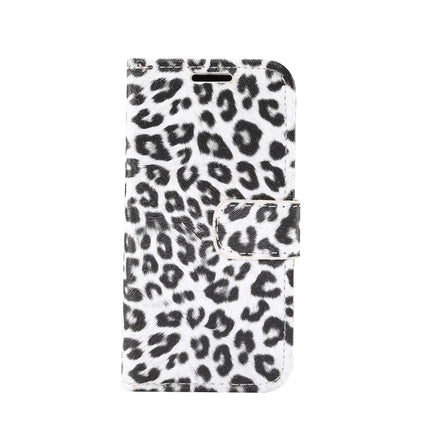 Leopard Pattern Horizontal Flip PC + PU Leather Case with Holder & Card Slots & Wallet For iPhone 13 mini(White)-garmade.com