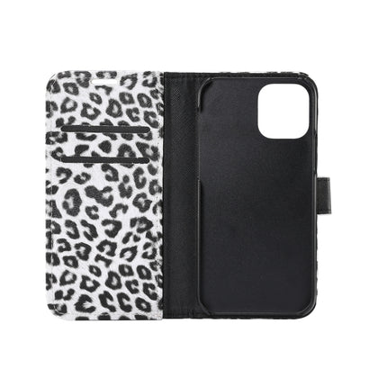 Leopard Pattern Horizontal Flip PC + PU Leather Case with Holder & Card Slots & Wallet For iPhone 13(White)-garmade.com