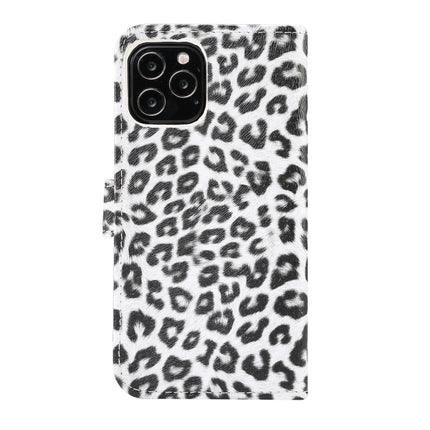 Leopard Pattern Horizontal Flip PC + PU Leather Case with Holder & Card Slots & Wallet For iPhone 13 Pro(White)-garmade.com