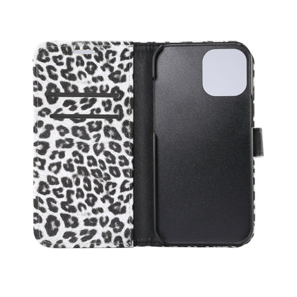 Leopard Pattern Horizontal Flip PC + PU Leather Case with Holder & Card Slots & Wallet For iPhone 13 Pro Max(White)-garmade.com