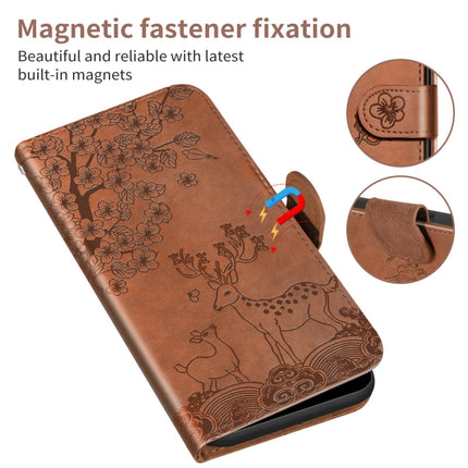 For Xiaomi Redmi 9 Sika Deer Embossing Pattern Horizontal Flip PU Leather Case with Holder & Card Slot & Wallet & Photo Frame(Brown)-garmade.com