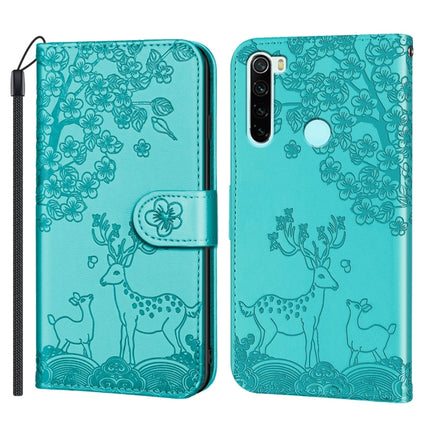 For Xiaomi Redmi Note 8 Sika Deer Embossing Pattern Horizontal Flip PU Leather Case with Holder & Card Slot & Wallet & Photo Frame(Green)-garmade.com