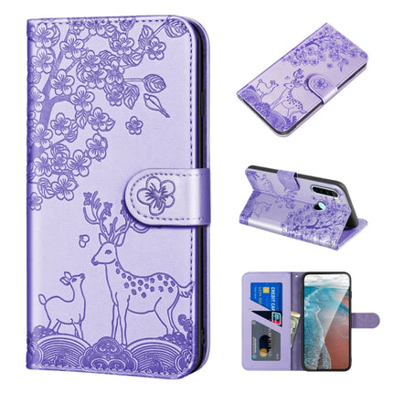 For Xiaomi Redmi Note 8 Sika Deer Embossing Pattern Horizontal Flip PU Leather Case with Holder & Card Slot & Wallet & Photo Frame(Purple)-garmade.com