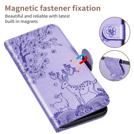 For Xiaomi Redmi Note 8 Sika Deer Embossing Pattern Horizontal Flip PU Leather Case with Holder & Card Slot & Wallet & Photo Frame(Purple)-garmade.com