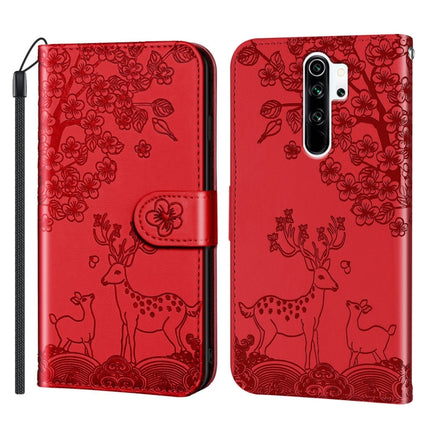 For Xiaomi Redmi Note 8 Pro Sika Deer Embossing Pattern Horizontal Flip PU Leather Case with Holder & Card Slot & Wallet & Photo Frame(Red)-garmade.com