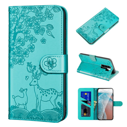 For Xiaomi Redmi Note 8 Pro Sika Deer Embossing Pattern Horizontal Flip PU Leather Case with Holder & Card Slot & Wallet & Photo Frame(Green)-garmade.com