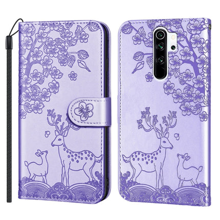 For Xiaomi Redmi Note 8 Pro Sika Deer Embossing Pattern Horizontal Flip PU Leather Case with Holder & Card Slot & Wallet & Photo Frame(Purple)-garmade.com