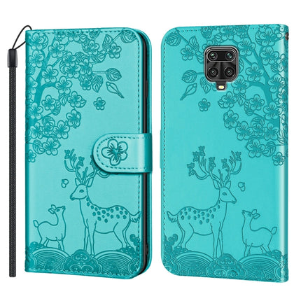 For Xiaomi Redmi Note 9 Pro Sika Deer Embossing Pattern Horizontal Flip PU Leather Case with Holder & Card Slot & Wallet & Photo Frame(Green)-garmade.com