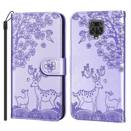 For Xiaomi Redmi Note 9 Pro Sika Deer Embossing Pattern Horizontal Flip PU Leather Case with Holder & Card Slot & Wallet & Photo Frame(Purple)-garmade.com
