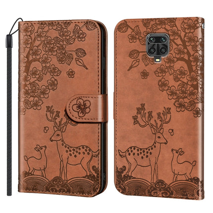 For Xiaomi Redmi Note 9 Pro Sika Deer Embossing Pattern Horizontal Flip PU Leather Case with Holder & Card Slot & Wallet & Photo Frame(Brown)-garmade.com