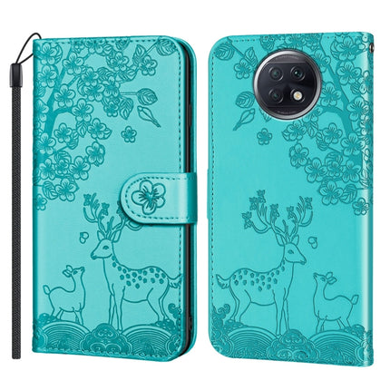 For Xiaomi Redmi Note 9T Sika Deer Embossing Pattern Horizontal Flip PU Leather Case with Holder & Card Slot & Wallet & Photo Frame(Green)-garmade.com