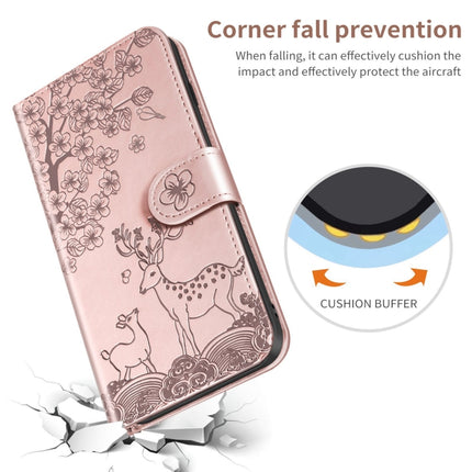 For Xiaomi Poco X3 Sika Deer Embossing Pattern Horizontal Flip PU Leather Case with Holder & Card Slot & Wallet & Photo Frame(Rose Gold)-garmade.com