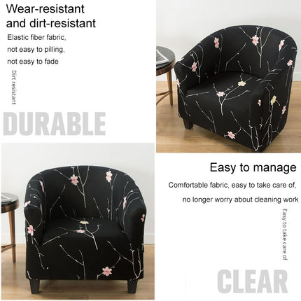 Elastic All-inclusive Single Semicircle Printed Sofa Cover(Plum)-garmade.com