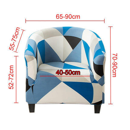 Elastic All-inclusive Single Semicircle Printed Sofa Cover(Blue)-garmade.com