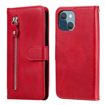 Fashion Calf Texture Zipper Horizontal Flip Leather Case with Stand & Card Slots & Wallet Function For iPhone 13 mini(Red)-garmade.com