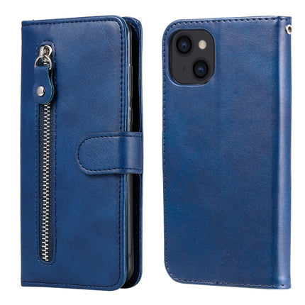 Fashion Calf Texture Zipper Horizontal Flip Leather Case with Stand & Card Slots & Wallet Function For iPhone 13(Blue)-garmade.com