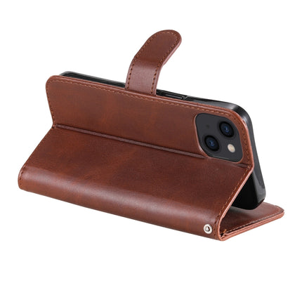 Fashion Calf Texture Zipper Horizontal Flip Leather Case with Stand & Card Slots & Wallet Function For iPhone 13(Brown)-garmade.com
