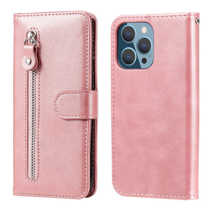 Fashion Calf Texture Zipper Horizontal Flip Leather Case with Stand & Card Slots & Wallet Function For iPhone 13 Pro(Rose Gold)-garmade.com