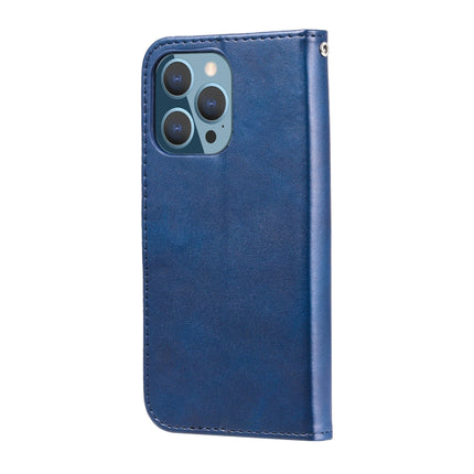 Fashion Calf Texture Zipper Horizontal Flip Leather Case with Stand & Card Slots & Wallet Function For iPhone 13 Pro(Blue)-garmade.com