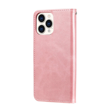 Fashion Calf Texture Zipper Horizontal Flip Leather Case with Stand & Card Slots & Wallet Function For iPhone 13 Pro Max(Rose Gold)-garmade.com