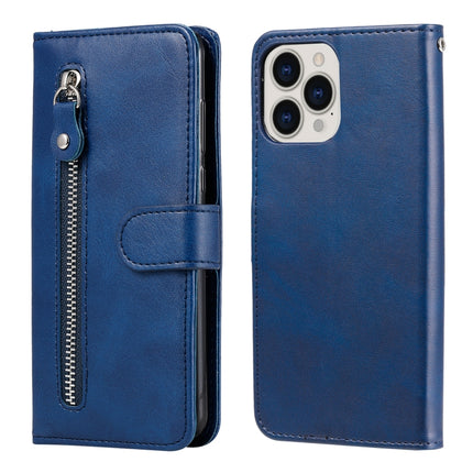 Fashion Calf Texture Zipper Horizontal Flip Leather Case with Stand & Card Slots & Wallet Function For iPhone 13 Pro Max(Blue)-garmade.com