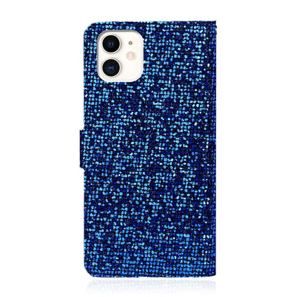 Glitter Powder Horizontal Flip Leather Case with Card Slots & Holder & Lanyard For iPhone 13 mini(Blue)-garmade.com