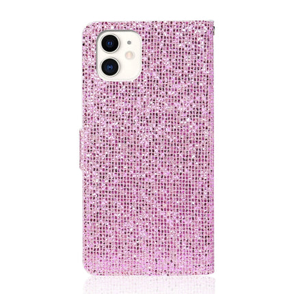 Glitter Powder Horizontal Flip Leather Case with Card Slots & Holder & Lanyard For iPhone 13 mini(Pink)-garmade.com