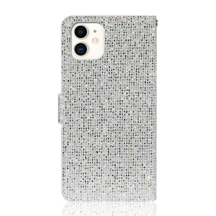 Glitter Powder Horizontal Flip Leather Case with Card Slots & Holder & Lanyard For iPhone 13 mini(Silver)-garmade.com