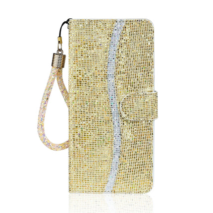 Glitter Powder Horizontal Flip Leather Case with Card Slots & Holder & Lanyard For iPhone 13 mini(Gold)-garmade.com